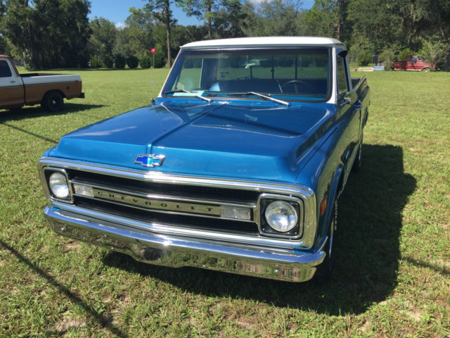 1970, chevrolet, chevy, c10, shortbed, 454 cui, 350 automatic transmission, blue