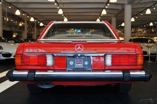 signal red 560 sl with hard top and excellent original black soft top