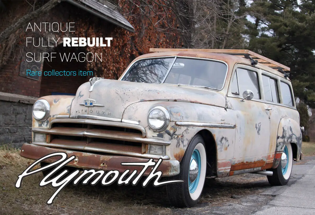 rare, fully rebuilt antique 1950 plymouth suburban surf wagon
