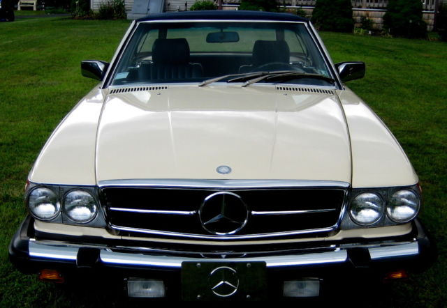 1982 380sl roadster,rare ivory w/blue leather,41k orig miles,2 tops,cold ac,exc