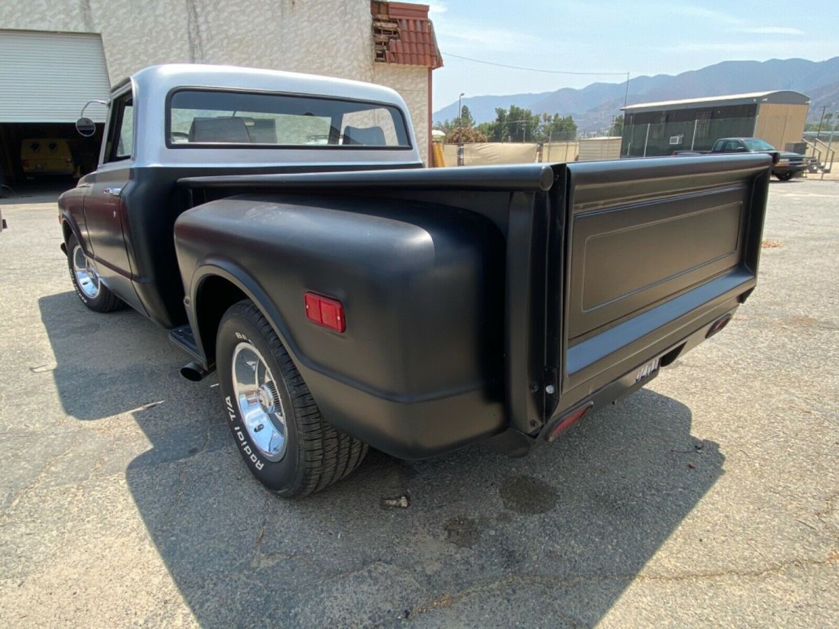 1969 chevy c10 step side 454 blown w/dual quads chopped & dropped black/silver