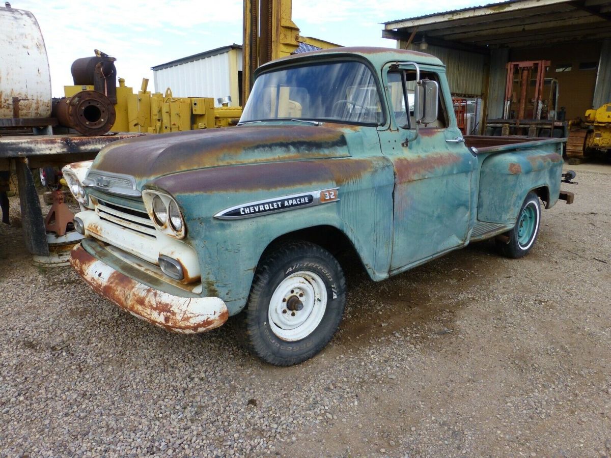 1959 chevy 1/2 ton apache truck pick-up step-side long-bed original california