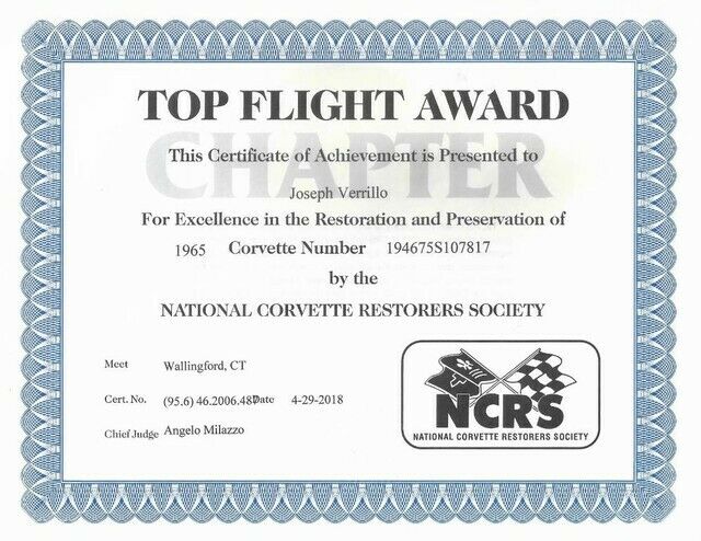 1965 corvette rally red ncrs top flight award frame off restoration