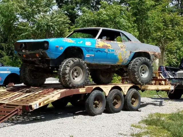 1969 camaro vintage 4wd racer on 3 axle trailer chevrolet k5 mega truck mud sand