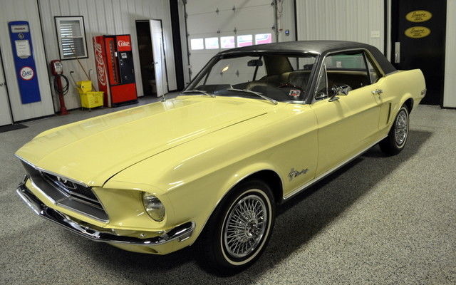 1968 mustang coupe vintage classic fresh restoration meadowlark yellow with gold