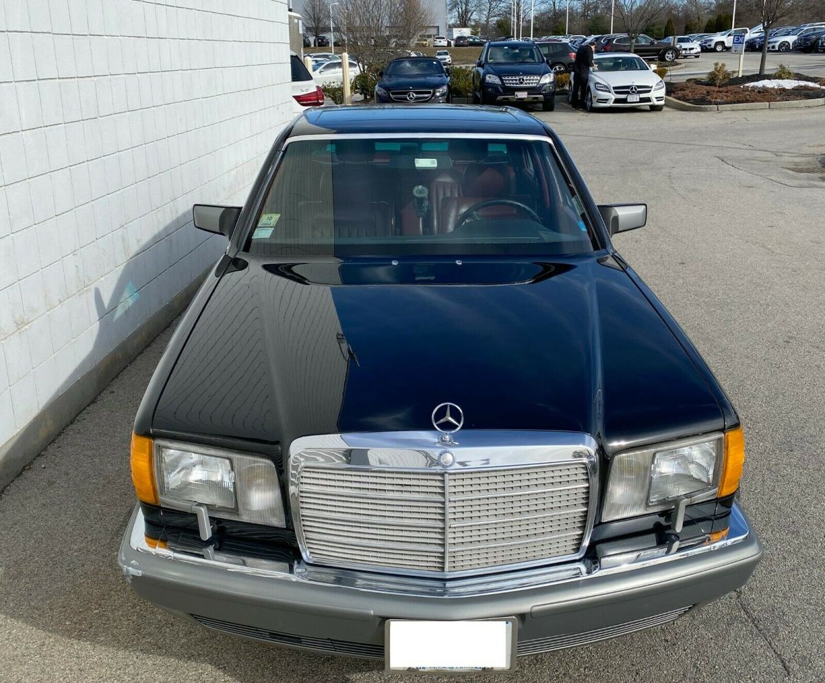 1987 mercedes-benz s-class 560sel, black and burgundy interior