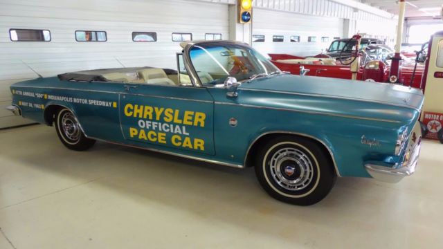 1963 chrysler 300 pace car 39227 miles teal 2 door convertible 383 automatic