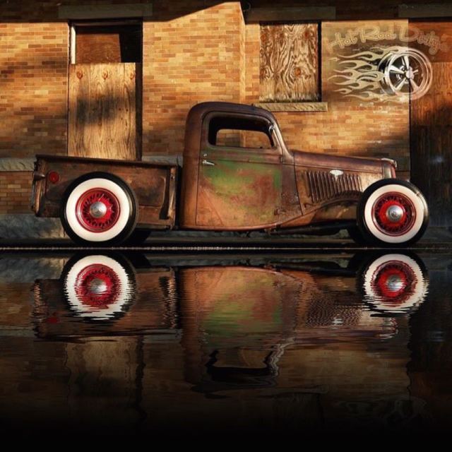 1936 ford hot rod patina street rat chopped pickup truck ford hotrod traditional
