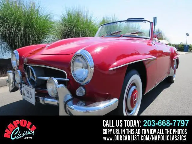 1958 mercedes 190sl -- red convertible -- 2 owner car