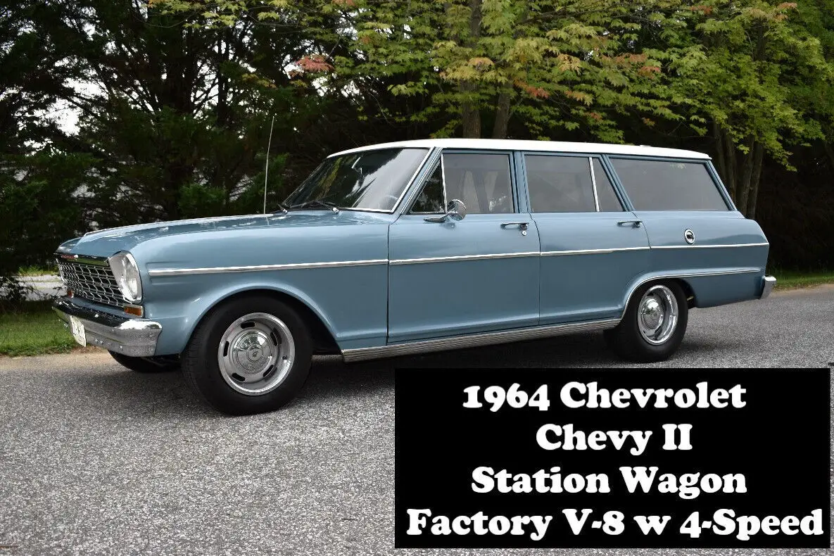 1964 chevrolet chevy ii wagon factory v-8 4-speed upgrades a/c cpp susp ex cond
