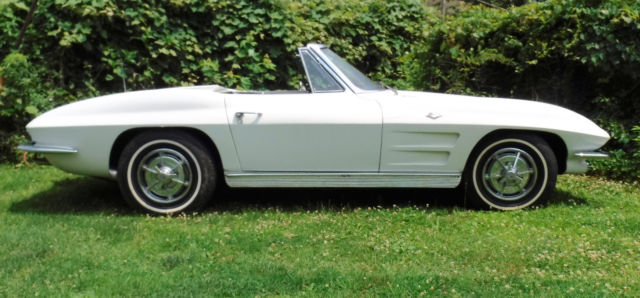1963 corvette white black top blue interior