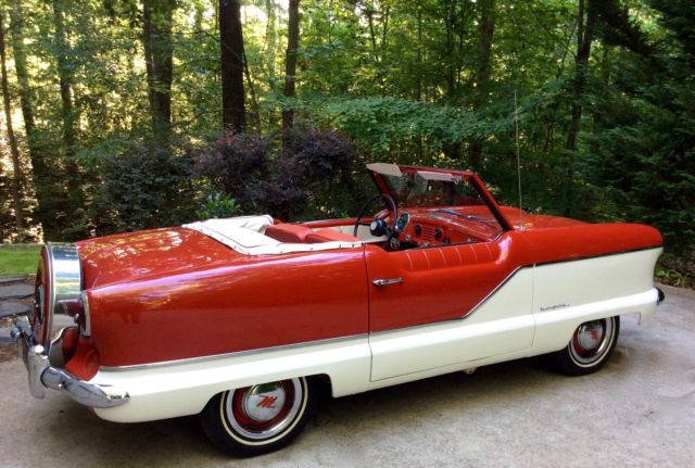 1957 red nash metropolitan convertible "movie star" car