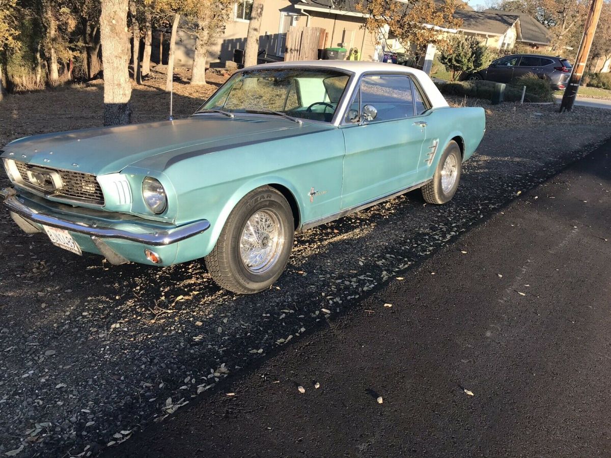 1966 ford mustang coupe blue rwd manual