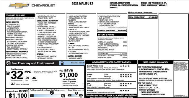 2022 chevrolet malibu fwd lt