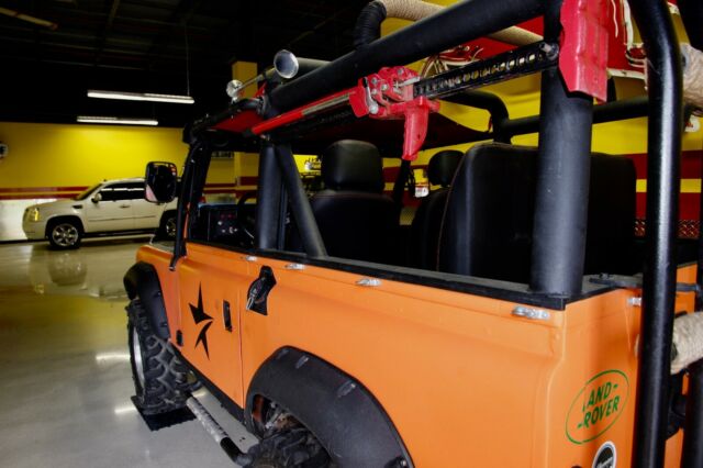 land rover defender 88 custom build convertible pickup truck orange fun and rare