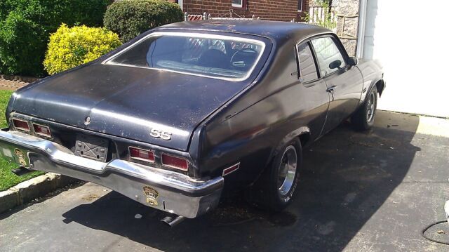 1973 chevy nova ss hatchback, black, leather seats, antique car