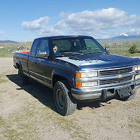 1994 chevy k2500 diesel 6.5l 4x4 long box extended cab clean blue slide window