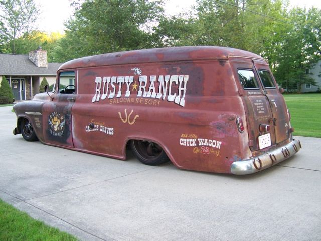 1955 chevy 3800 panel truck rusty ranch