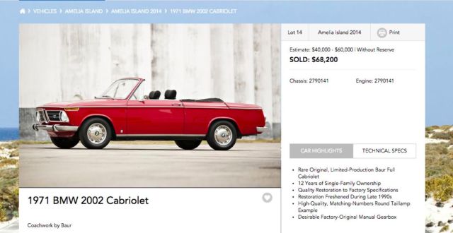 *rare* 1969 bmw 1602 convertible baur 1600 1600-2