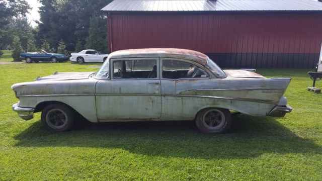 1957 chevrolet bel air 2 door sedan v8 restore race car or gasser project hotrod