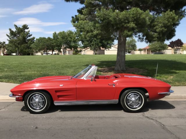 no reserve 1963 corvette stingray convertible #s matching 327 300hp 4 speed red