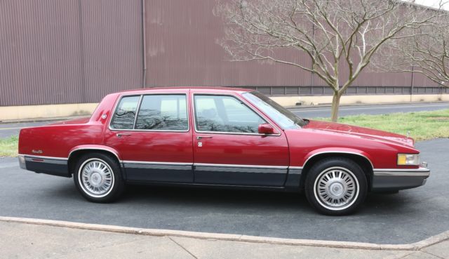1991 cadillac deville burgundy red sedan 4 door leather interior - 128468 miles