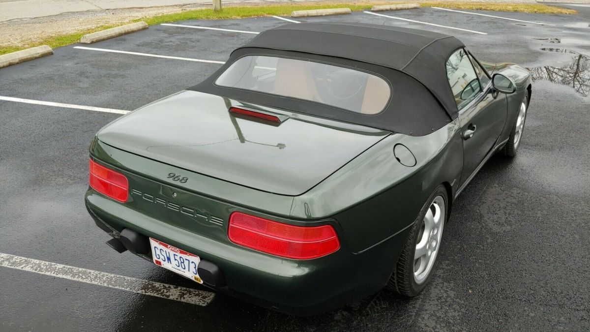 1993 porsche 968 cabriolet in rare oak green metallic over beige. two owners
