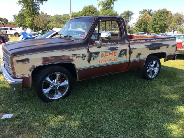 1986 chevy pickup-shop truck-rat rod-patina look-chevrolet silverado shortbed