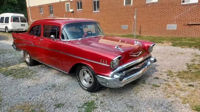 1957 chevrolet bel air coupe red rwd automatic 2 door post