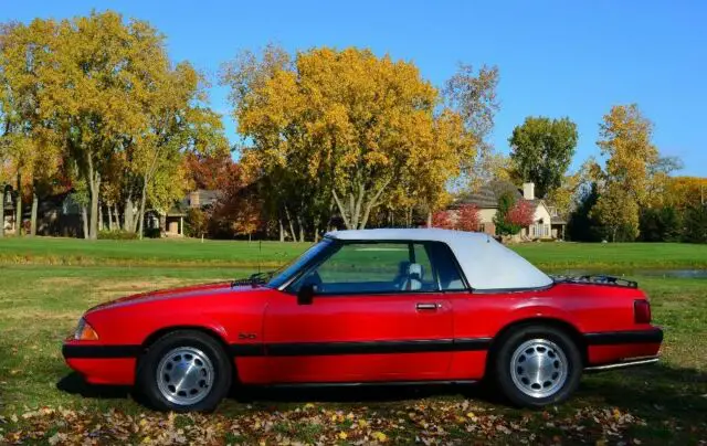 1990 ford mustang lx convertible , 5.0 ho , 7134 miles , beautiful bright red