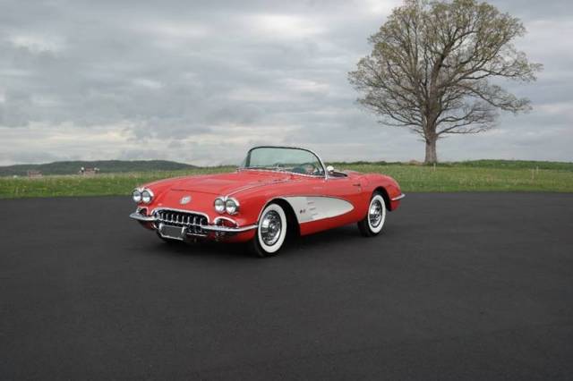1958 corvette convertible *freshframeoffrestored*#smatch290hpfuelie*4spd*red/blk