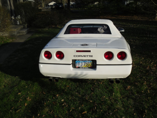 1990 corvette convertible, white with red interior, white top