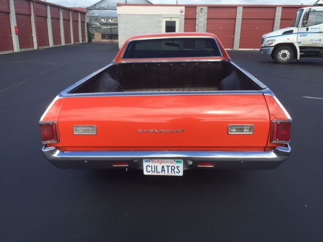 1972 el camino orange with black stripe cowl induction hood