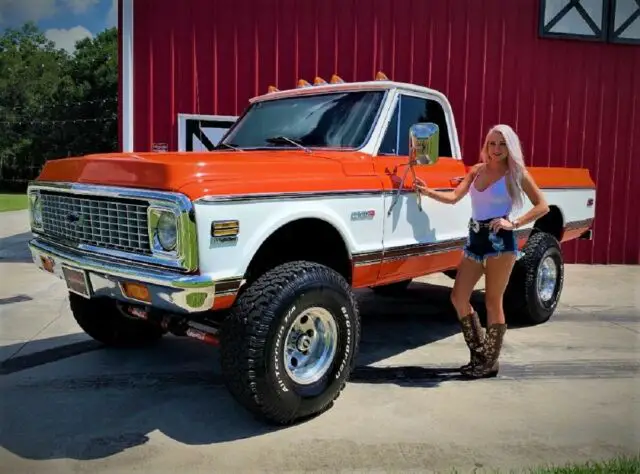 1972 chevrolet cheyenne c/10 4x4 orange and white hounds tooth interior