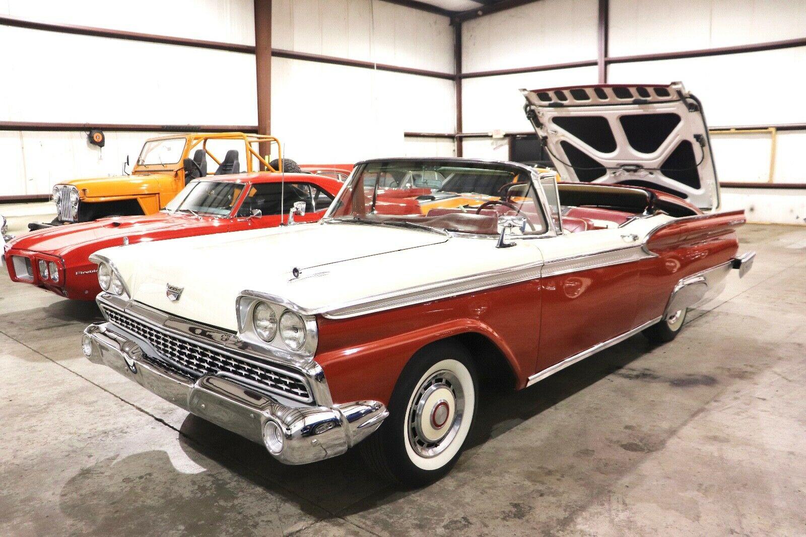 1959 ford fairlane 500 skyliner retractable red and white