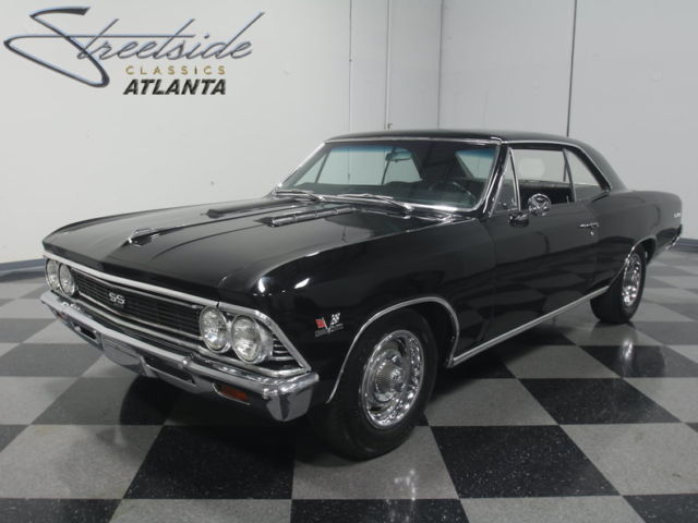 black-on-black beauty, big block 396 v8, muncie 4-speed, longtube/duals, slick!