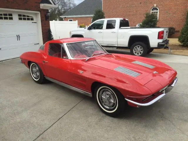 1963 corvette split window coupe 327/300 red/red ncrs top flight & survivor swc