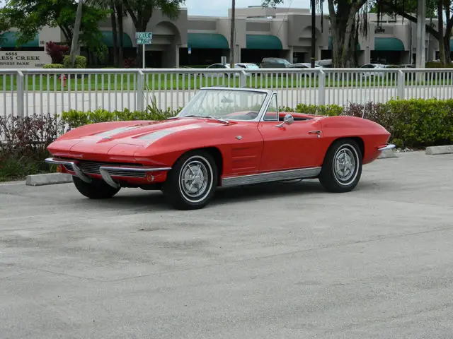 1963 chevrolet corvette 327/300hp matching #s v8 4 speed riverside red black