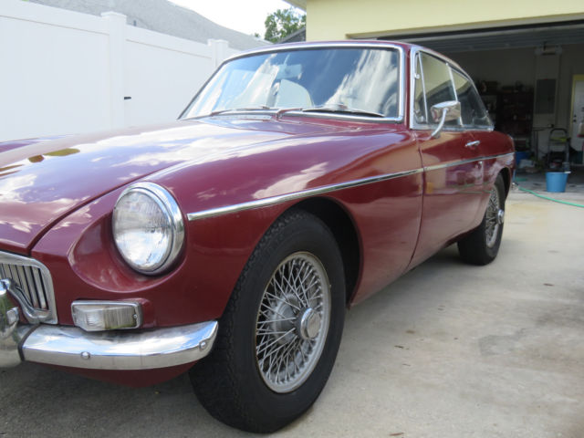 maroon/burgundy 1967 mgb-gt