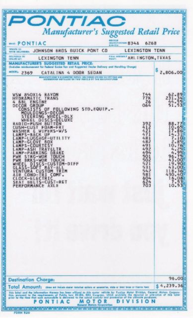 1964 pontiac catalina ventura sport sedan 389/303hp one owner cold a/c phs docs