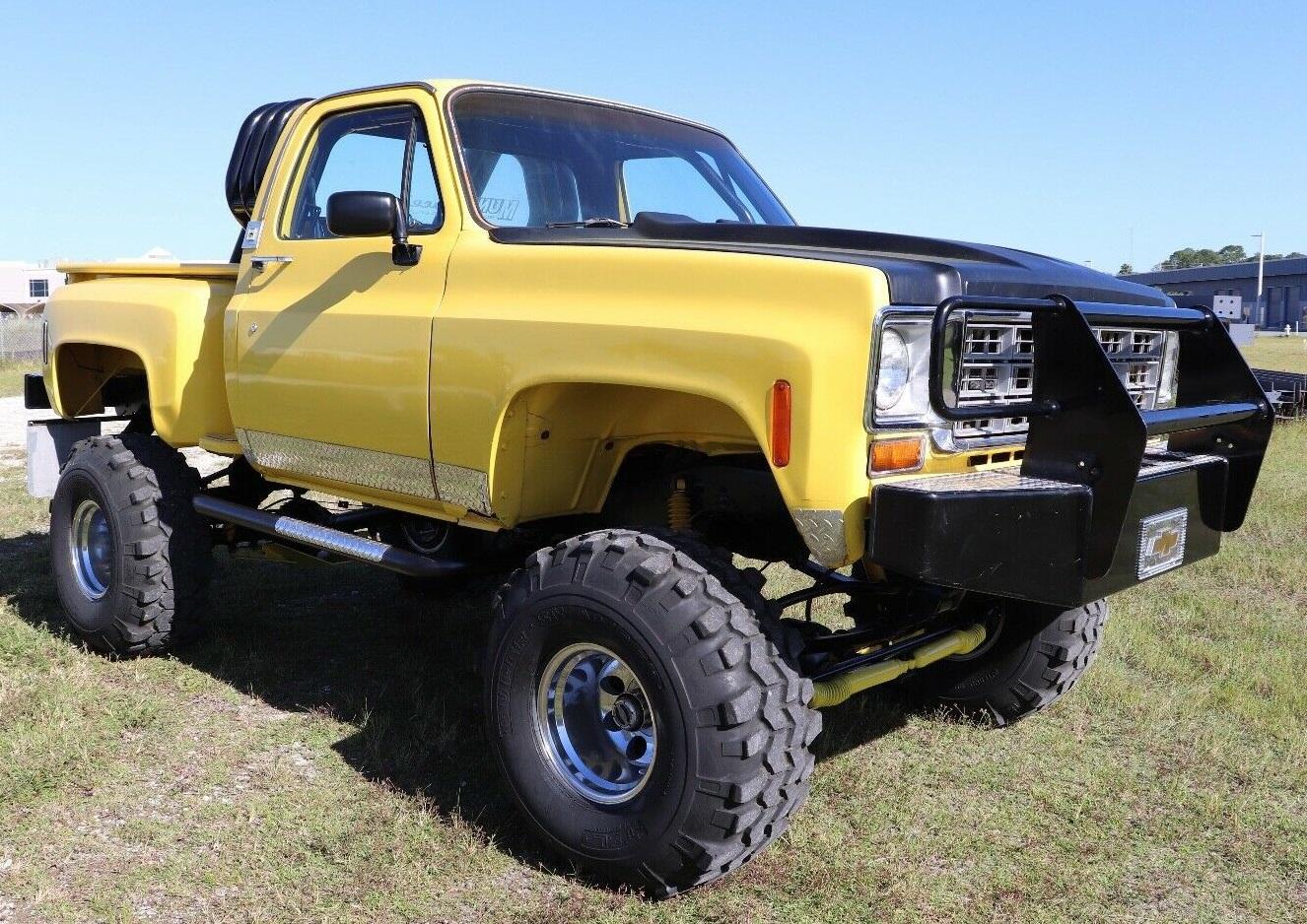 1976 chevrolet c10 4x4 lifted 454 v8 stepside short bed truck