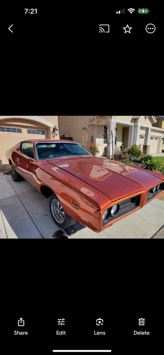 1971 dodge charger sedan orange rwd automatic 2 dr