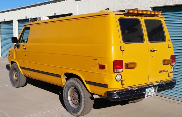 gmc vandura 3500 1 ton van 350 auto overdrive, stainless/medical finished rear