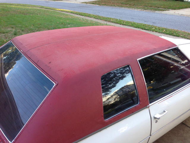 classic '76 cadillac white/burgundy v8 base coupe 2 door deville - all original!