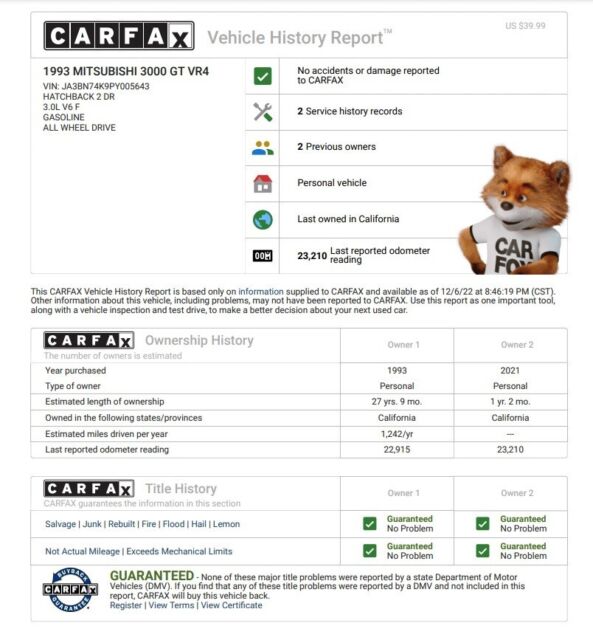 vr4 barn find, survivor with 23,257 original miles, carfax verified