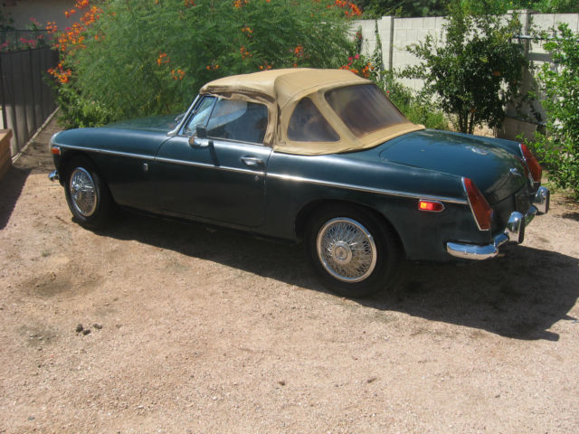 1972 mbg convertible, green with tan interior and top