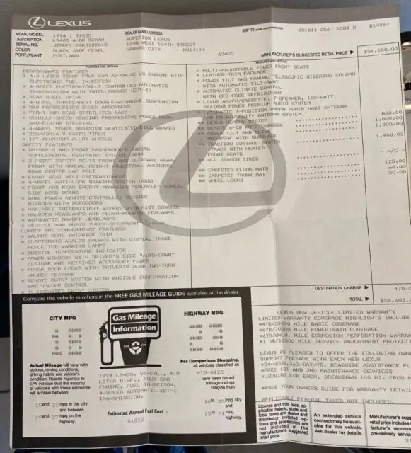 1994 lexus ls400 with all options (except air suspension)