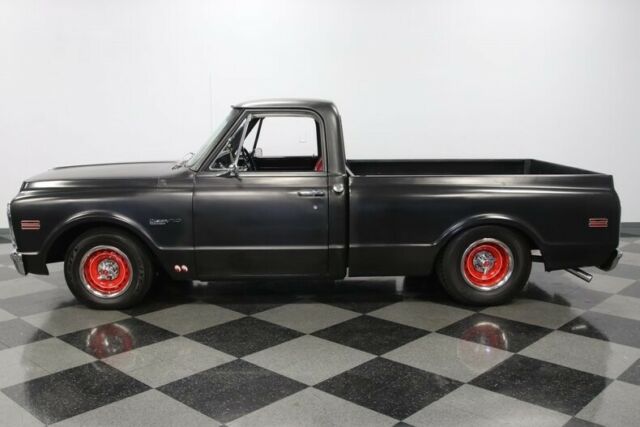 classic vintage truck chrome matte hot rod black restored red wheels sbc holley