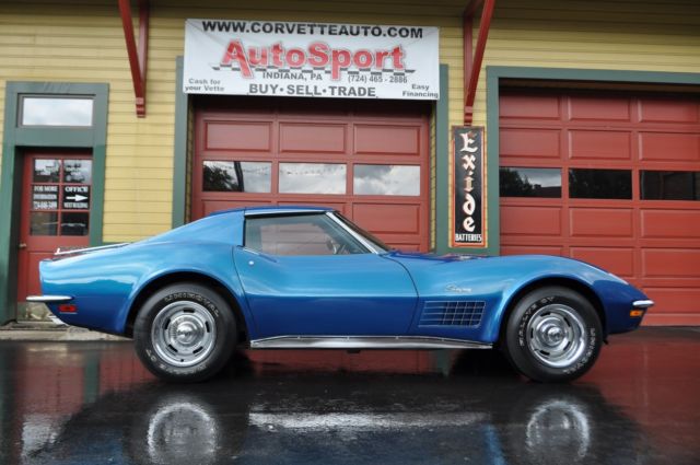 1972 targa blue corvette original #'s matching 350 factory ac 4speed build sheet