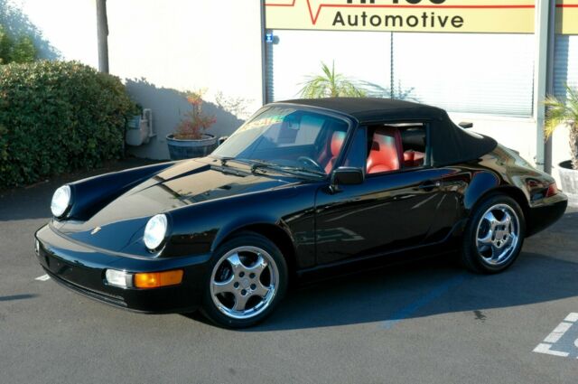 1991 porsche 911 carrera 2 cabriolet only 40450 miles black with red interior